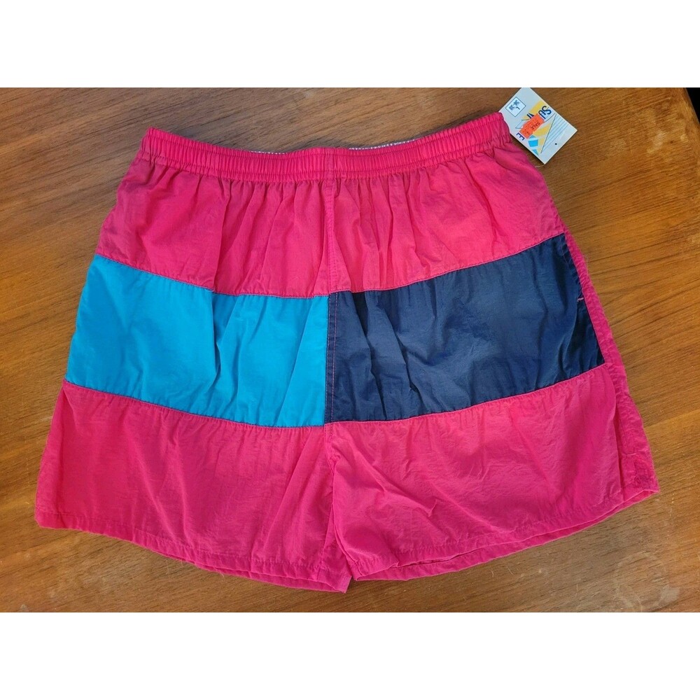 VTG NWT Swim Trunks Large Sunforce RETRO Shorts Colorful Lined colorblock Fresh